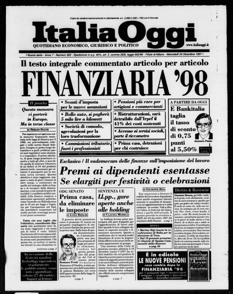 Italia oggi : quotidiano di economia finanza e politica